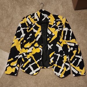 Liz Claiborne Black and Yellow Patterned Blazer